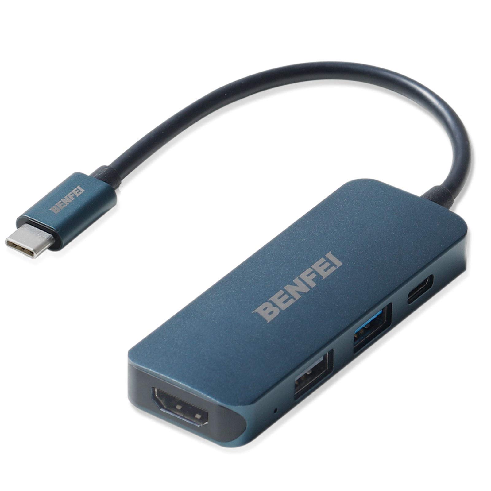 BENFEI USB C to HDMI, USB Type-C Hub, 2 Port USB C to USB Adapter, USB Type-C Power Delivery, Compatible with MacBook Pro 2020/2019/2018, Surface Book 2, Dell XPS 13/15, Pixelbook and More