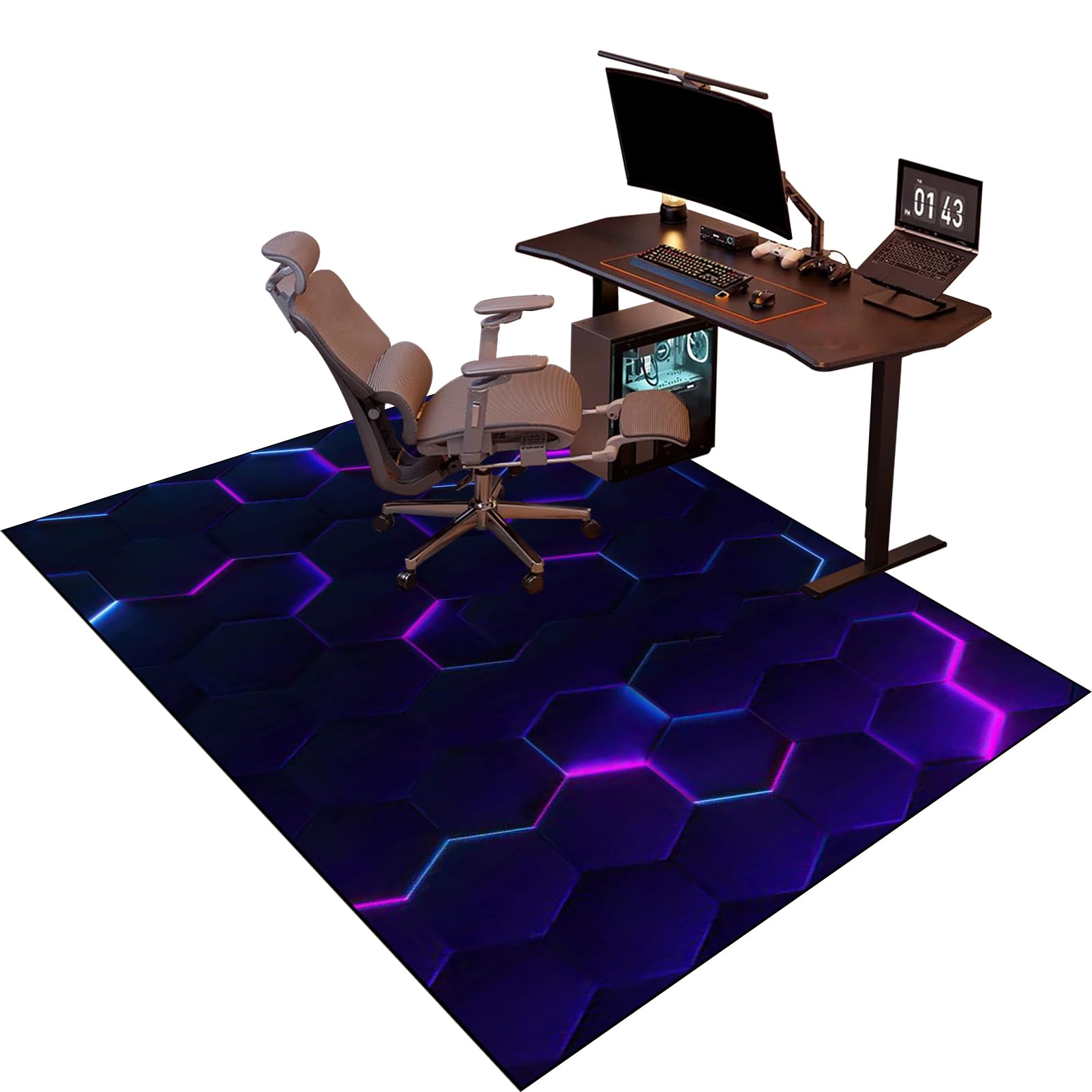 Computer Gaming Rolling Chair Mat for Carpeted Floor 60 x 90 cm Office Chair Mat for Carpet, Floor Protector Mat, Desk Chair Mat for Hardwood Floors, Carpet Protector Chair Mat for Home Office