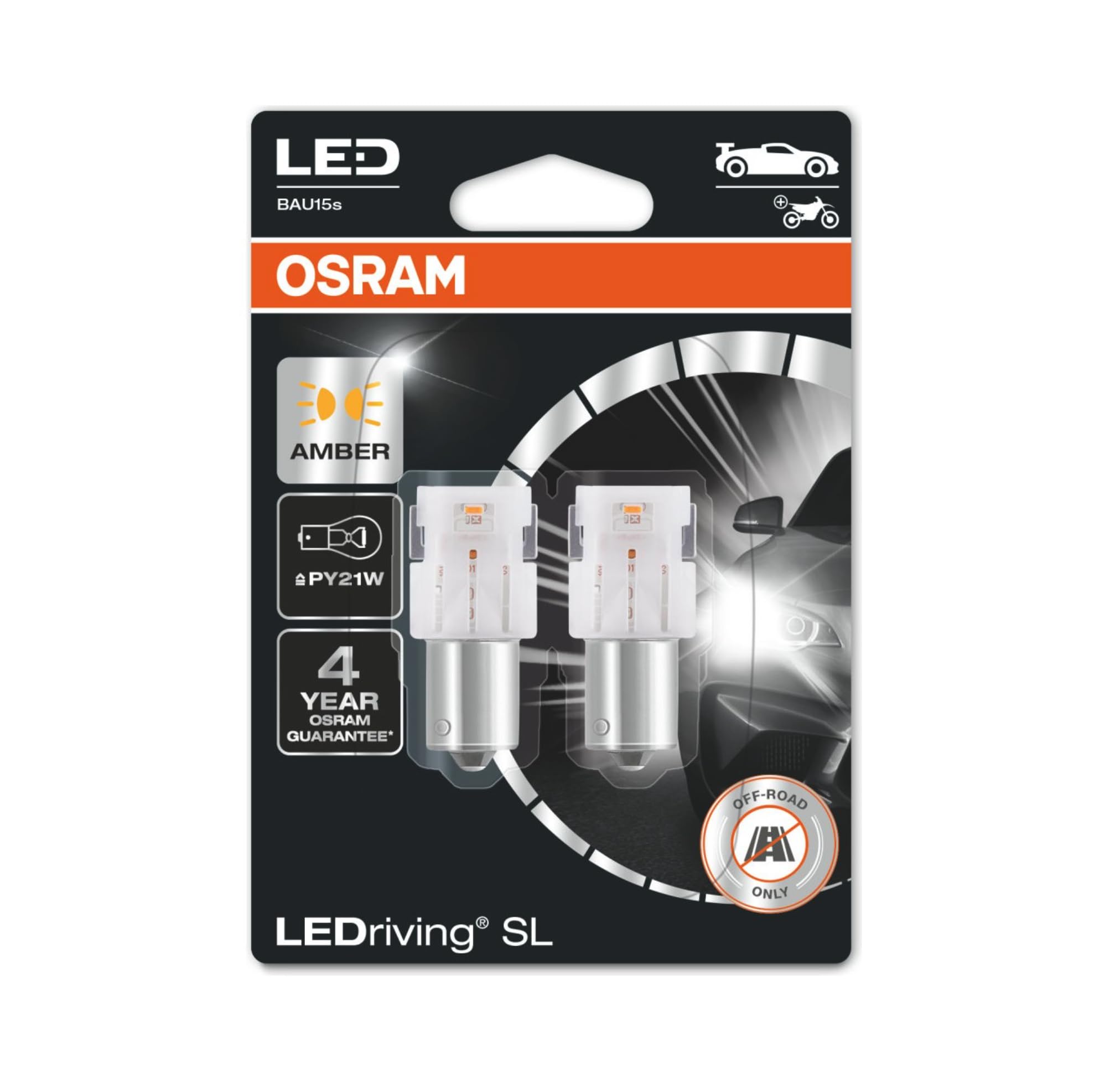 Osram LED Sinyal Ampulü Ledriving Sl 12V PY21W 7507DYP.02B 4 Yıl Garantili (Takım - 2 Adet