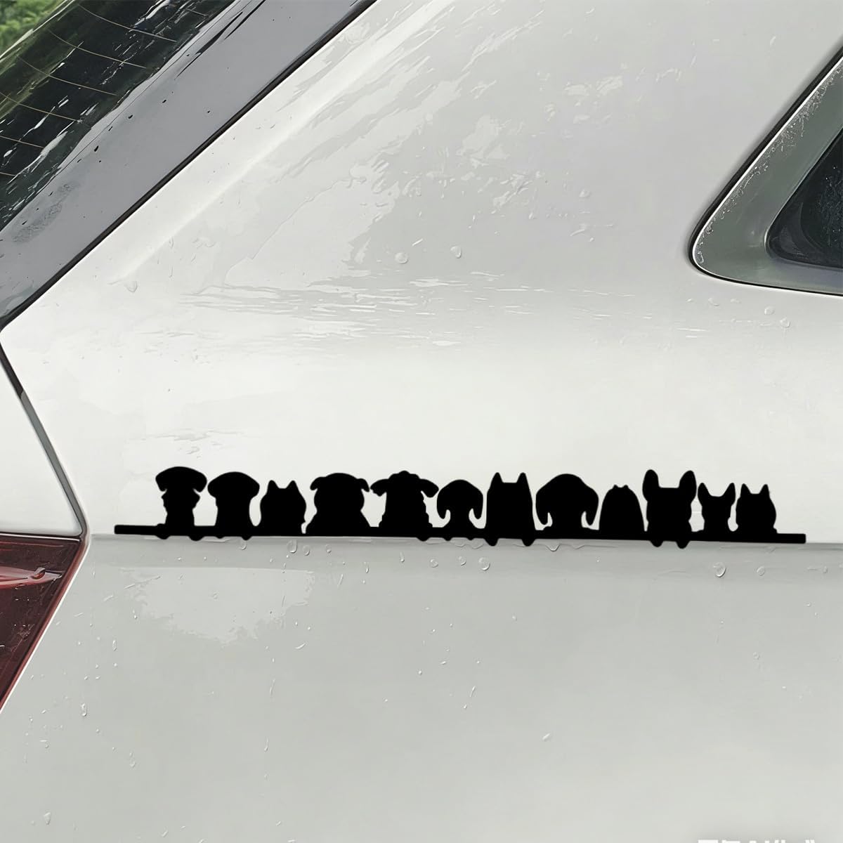 Craedli Row of Dogs Silhouette Vinyl Car Decal Window Sticker (Black)