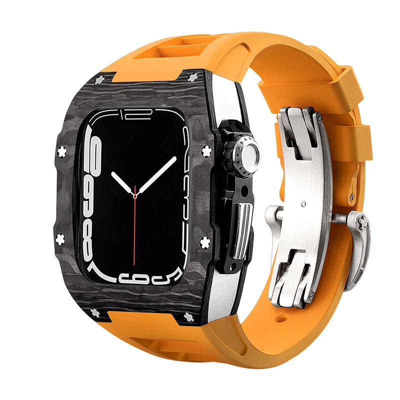 Boîtier fibre de carbone Apple Watch 8 kit de modification acier 45 44 mm