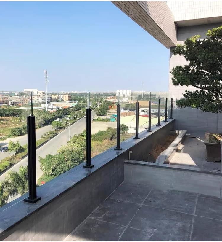(en:Szklany słupek balustrady do szkła 3/8" lub 1/2", czarny szklany panel post, balustrada do balustrady tarasowej/schodów wewnętrznych, system wsporczy