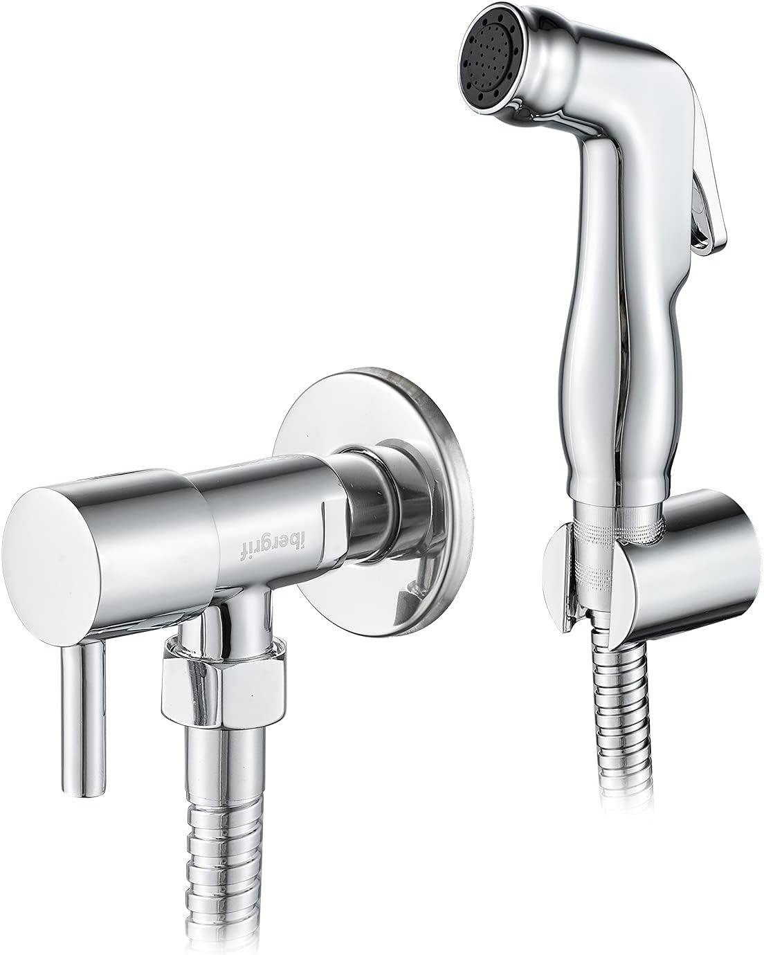 Ibergrif M22007A Douche WC avec d'Arret, Flexible, Support