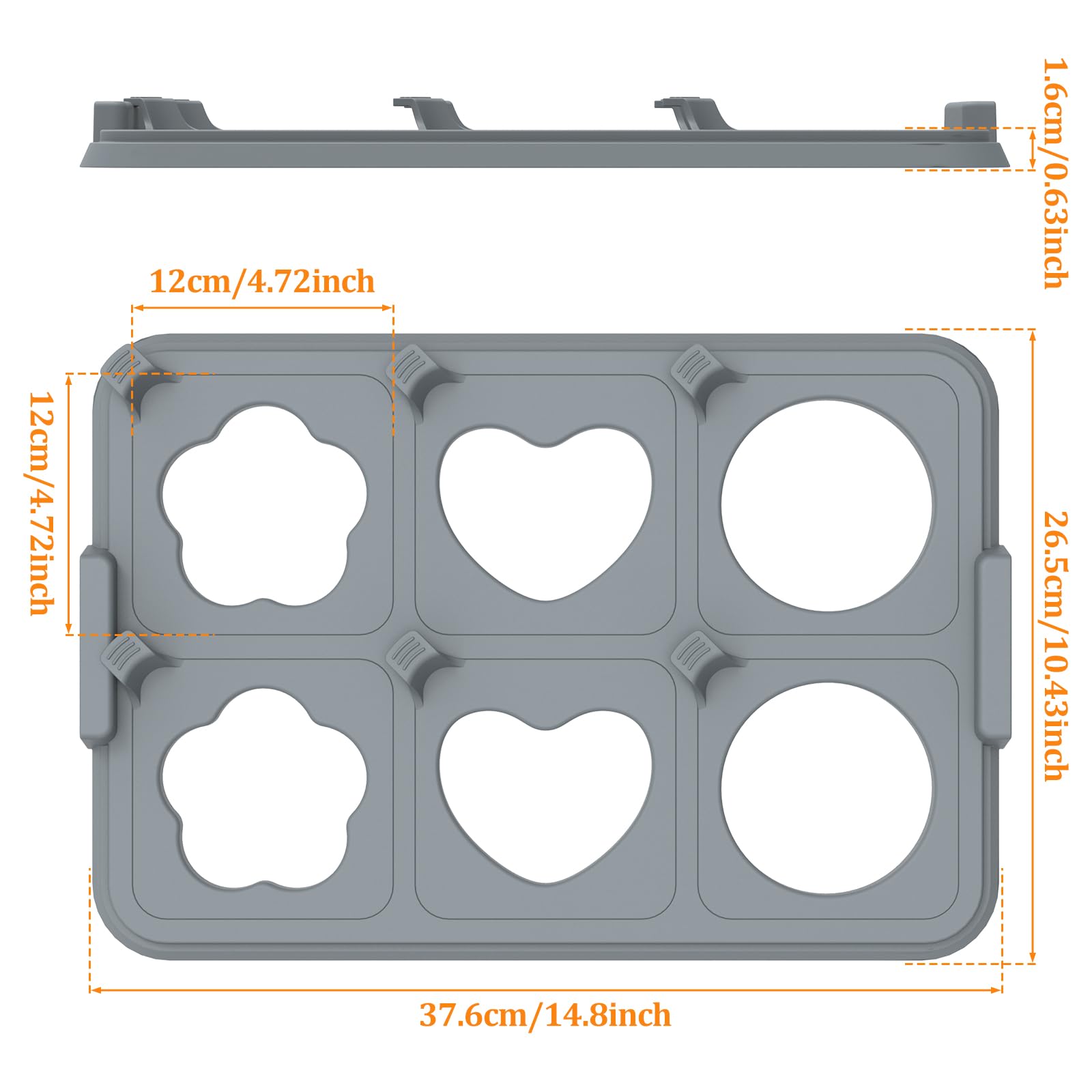 FALESOUL 7Pcs Griddle Egg Ring Tray, Non-Stick Silicone Omelette Molds, Round, Heart & Flower Shapes, Easy to Clean, Heat Resistant