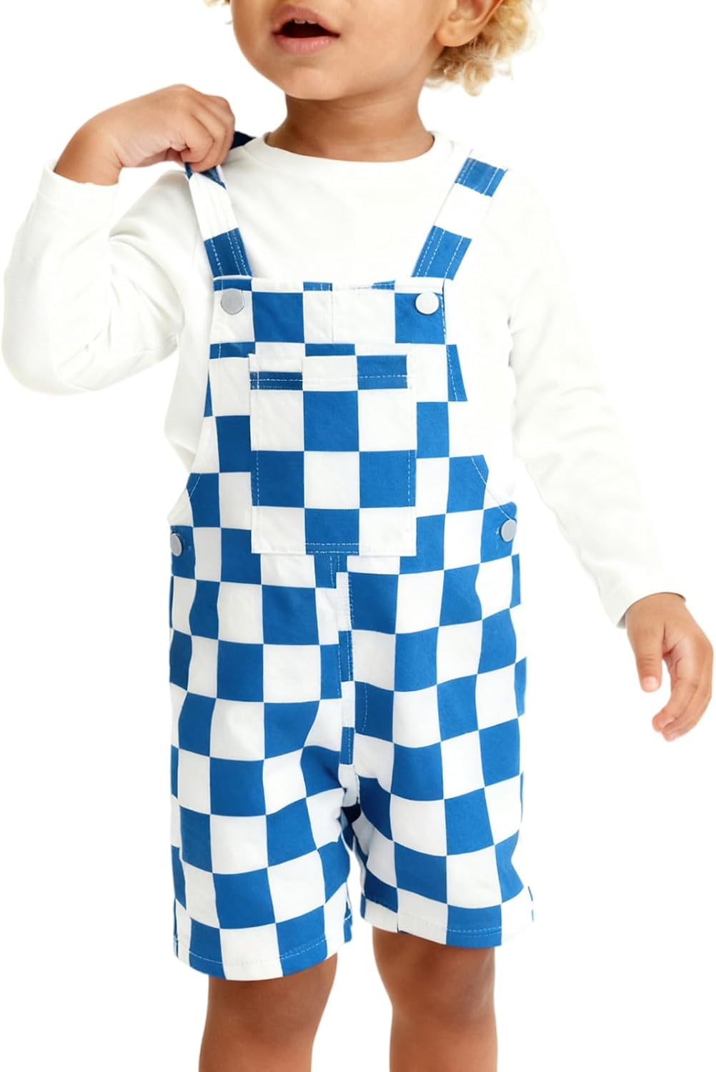 Haloumoning Toddler Baby Boys Checkered Overalls Kids Sleeveless Jumpsuit Shorts Summer Romper with Pocket 9M-8Y