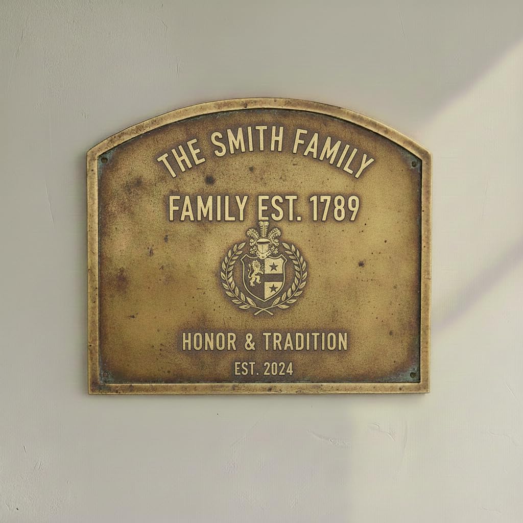 Personalized Plaque | Custom Engraved Wall Plate | Antique Style Name Plate for Home, Office, Shop, Memorial & Decor | Sign (Durable & Elegant) (Bronze Plaques, 10"x8"inches)