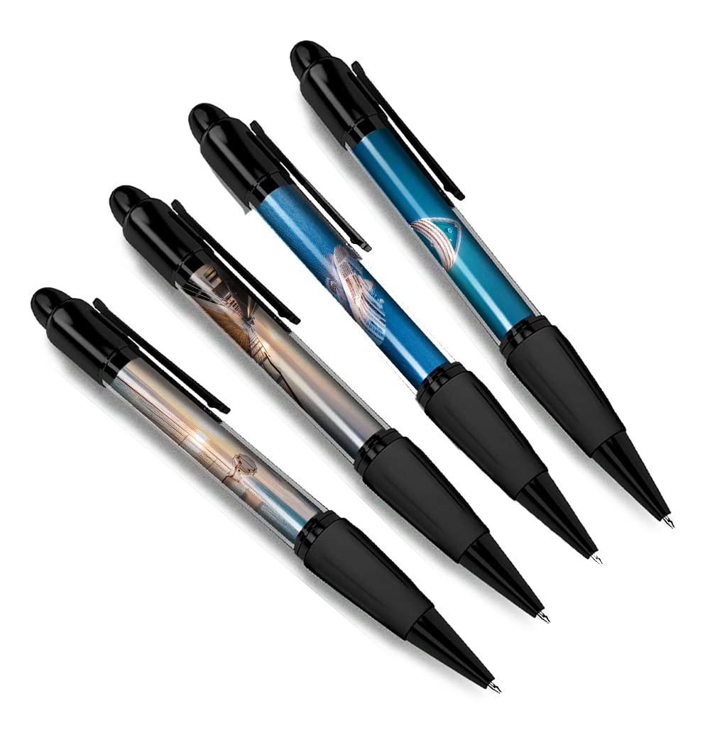DV DESIGN Set of 4 Cruise Ship Black Ballpoint Pens - Cruising Boat World Travel Explore Holiday Boys Girls Men Women Theme Gift #79389