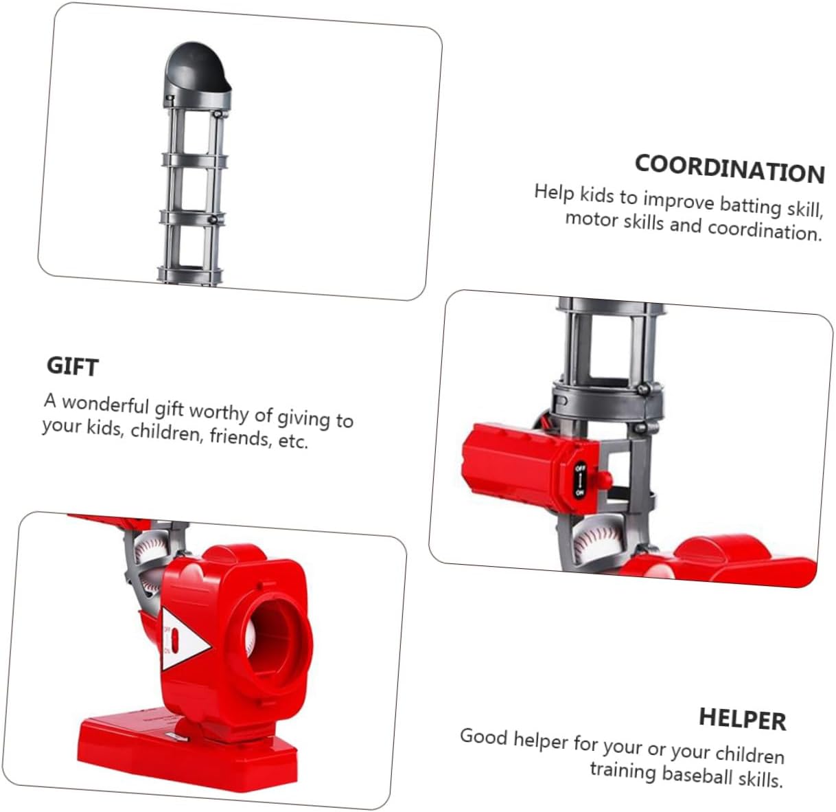 VICASKY Automatic Baseball Pitching Machine with Bat and Safe Balls for Indoor Outdoor Use Quick Setup Self-Motion Baseball Launcher Trainer