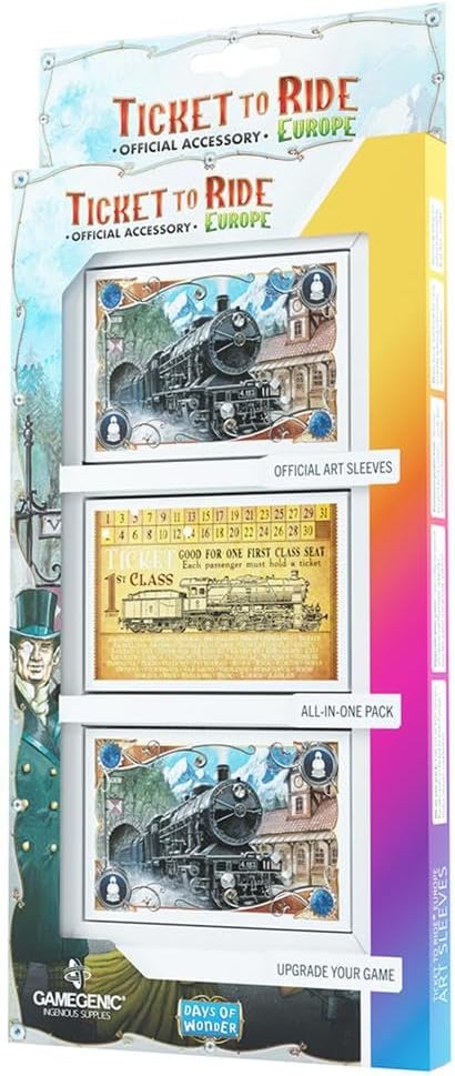 Ticket to Ride Europe Official Art Sleeves | All-in-One Pack of 168 Card Sleeves | Card Game Holder | Designed for Use with The Ticket to Ride Europe Board Game | Made by Gamegenic