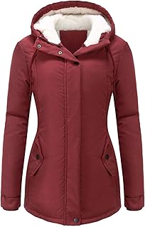 Ghemdilmn Women's Winter Coat Long Lined Waterproof Softshell Jacket Winter Jacket Coat with Hood Transition Jacket Zip Plain Thick Winter Jacket