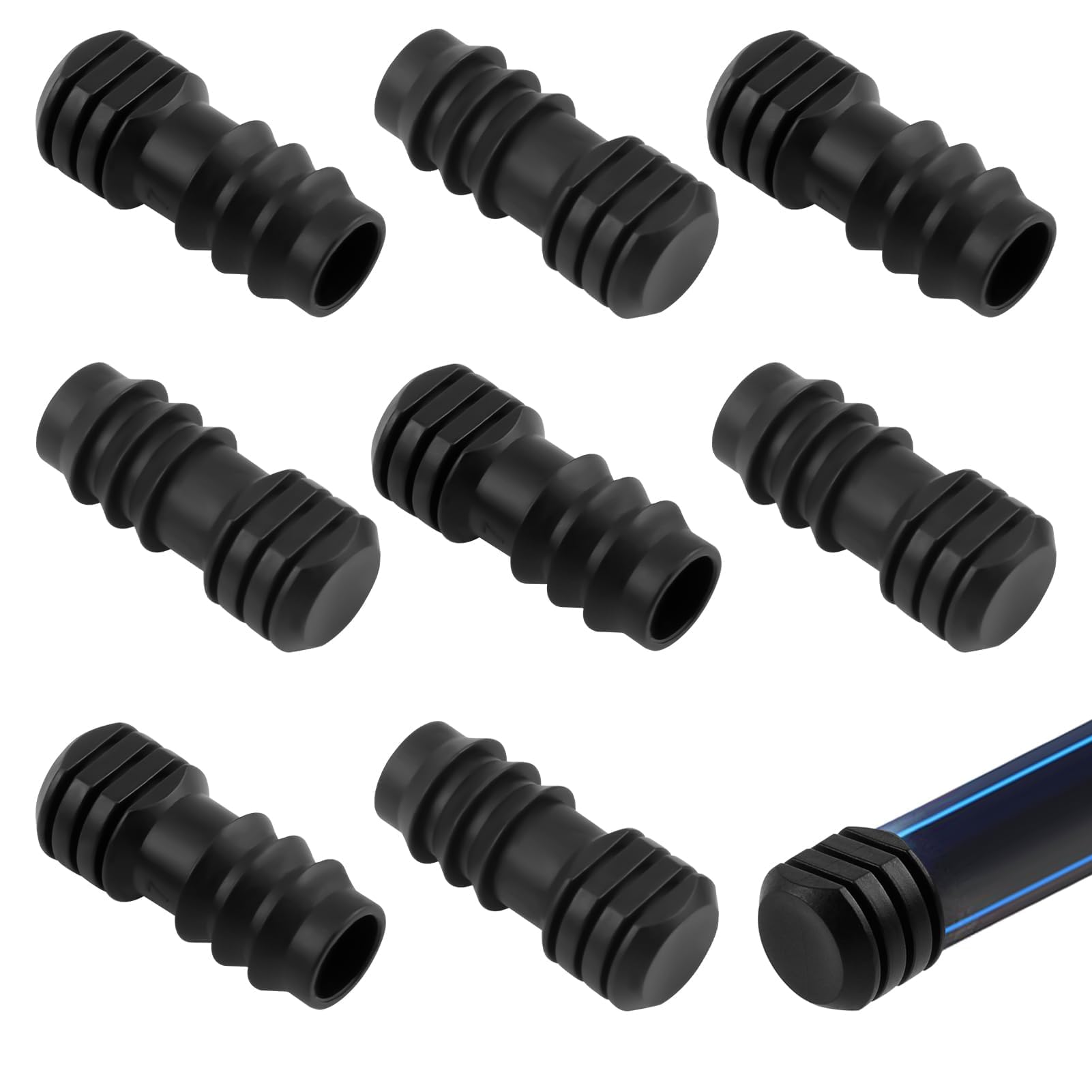 8Pcs 13mm Hose End Stop Bung, Soaker Hose End Closures Plastic Barb Drip Pipe Plug Ends Cap Barbed Connector End Closure for Garden Agricultural Irrigation Systems Watering Equipments