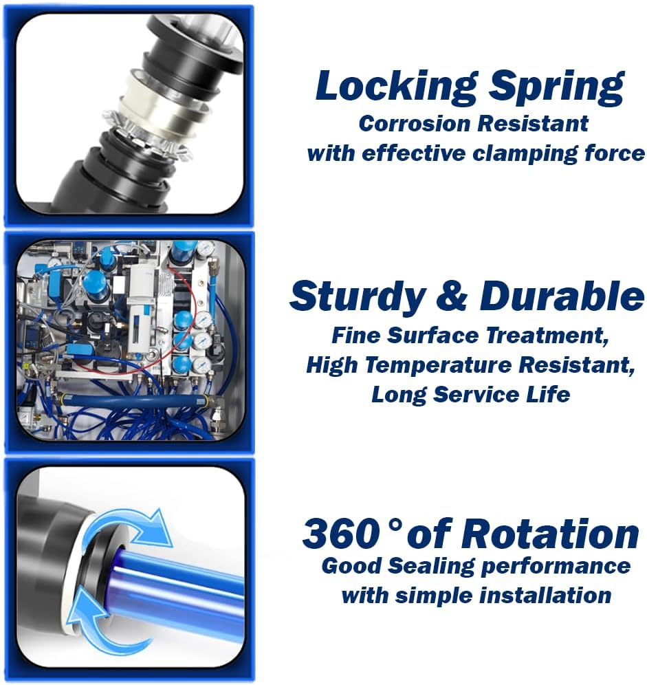 Pneumatic Tee, Female Tube x Tube x Tube, Push to Connect T-style Air Line Fittings - 10 Pack (1/2" OD)