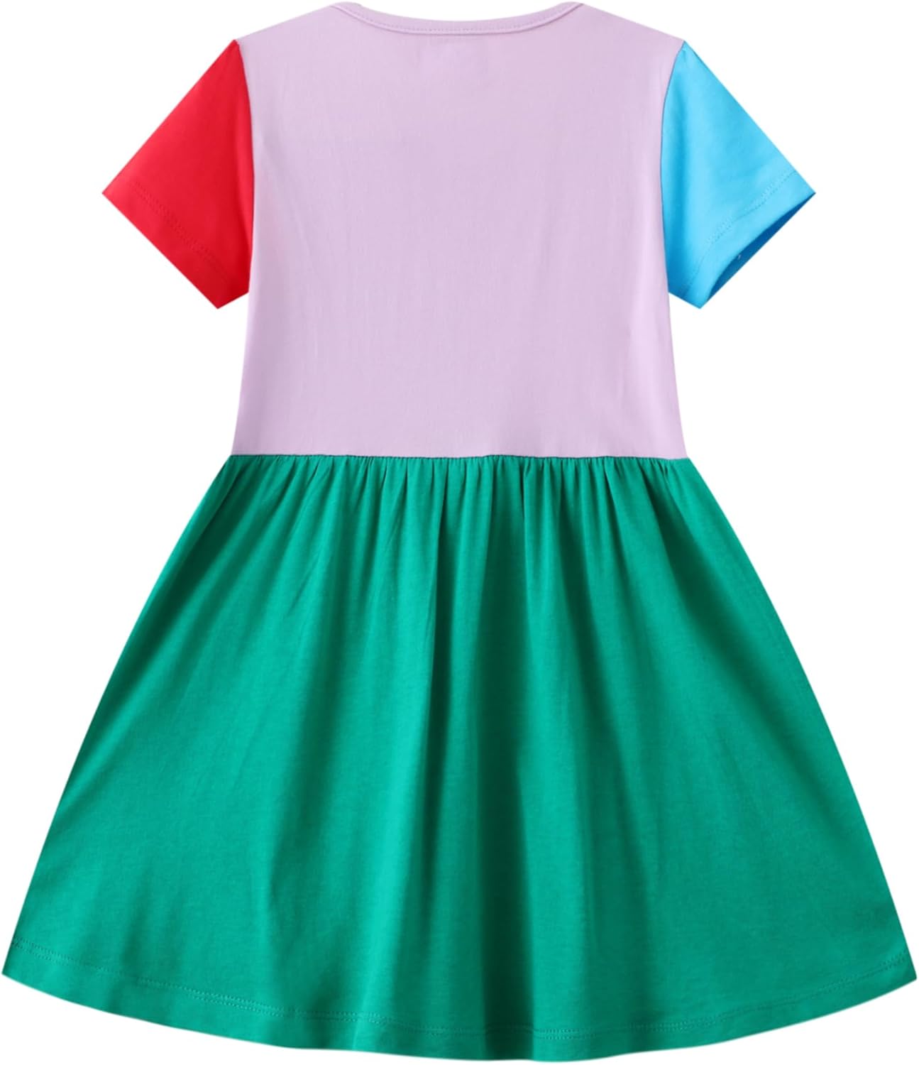 Hongshilian Little Girls Casual Cotton Dress Cartoon Print Short Sleeve Summer T-Shirt Skirt Dresses - Image 3