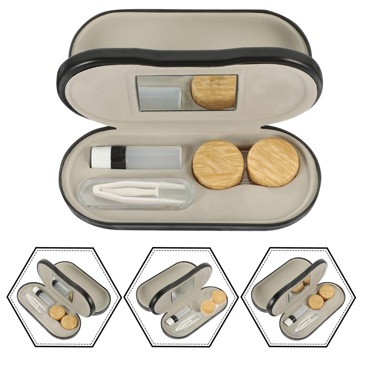 Anneome Custodia per Occhiali da Esterno Doppio Strato in Pu Pelle e Metallo, Organizer Portatile per Lenti Protezione Contro Danni, Set da 1 per Uso Multiuso Domestico