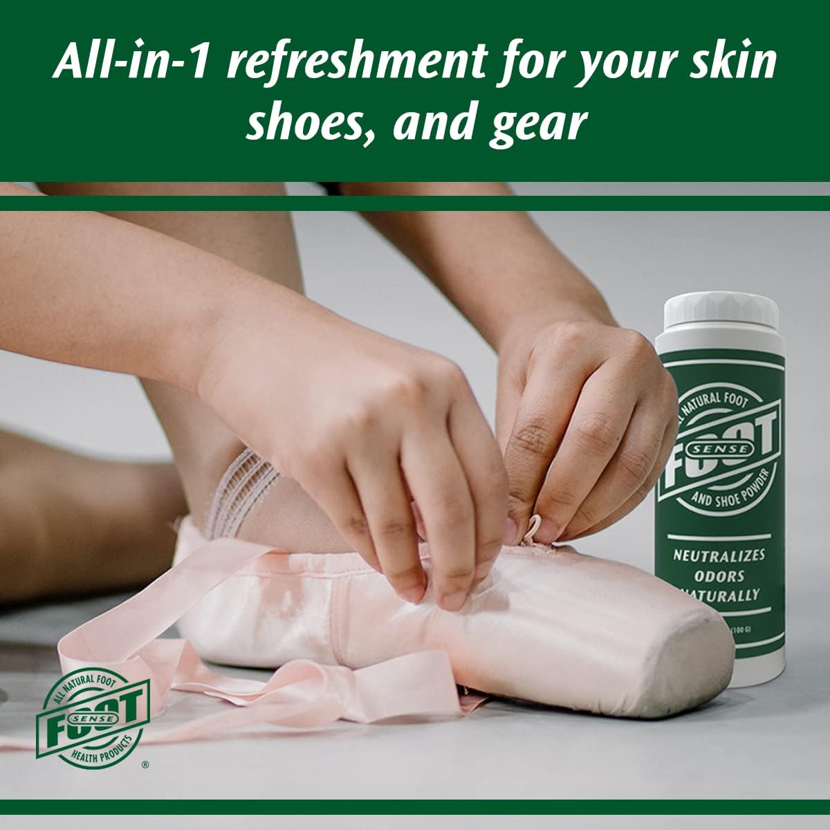 FOOT SENSE Natural Shoe Deodorizer Powder, Foot Odour Eliminator