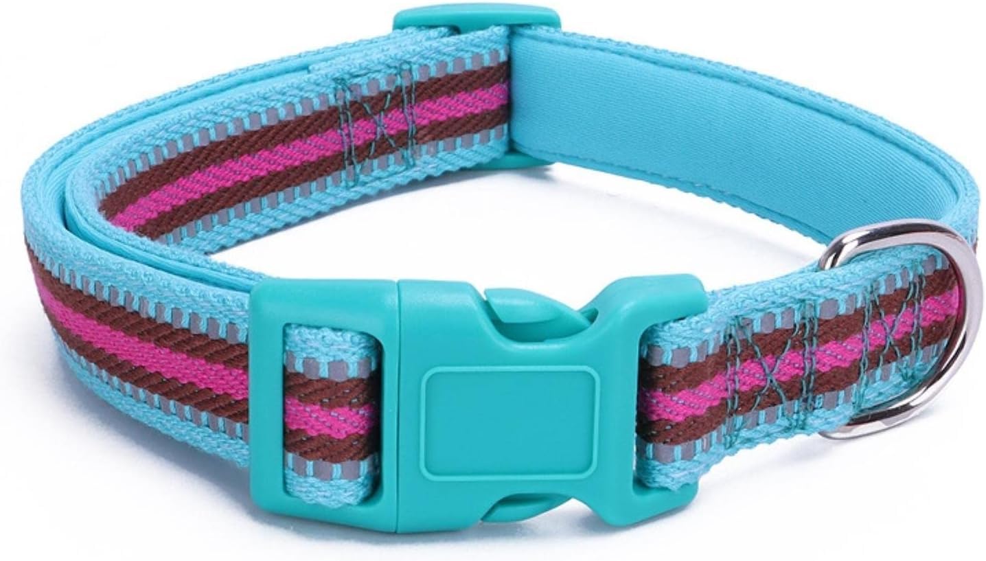 Collier tactique pour chien bleu CH large et réfléchissant avec boucle