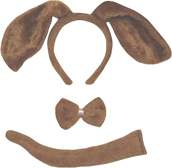 Petitebella Long Ear Dog Headband Bowtie Tail 3pc Costume