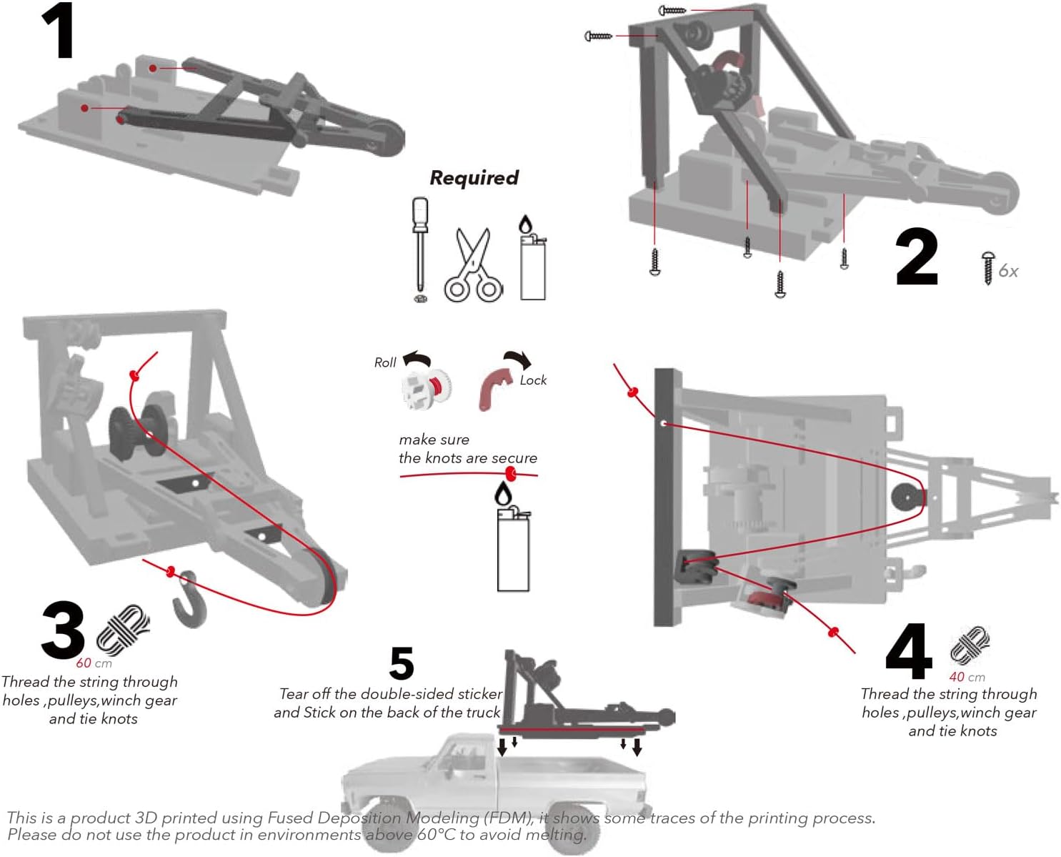 Wrecker Truck Bed Upgrade Parts for FCX18 K10 / EAZYRC Glacier RC Crawler（No Vehicles Included - Silver