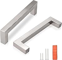 Vista 17 de KNOBWELL Paquete de 20 manijas cuadradas de gabinete de cocina de 5 pulgadas, tiradores de armario negro mate de 5.039 in, pomos de cajón de tocador
