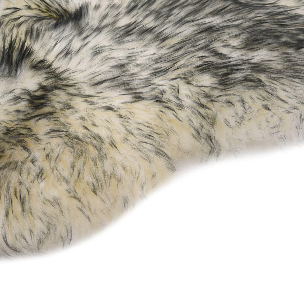 Tapis en fourrure de mouton 60 x 180 cm - Gris foncé mélangé - En véritable fourrure de mouton - Pour une ambiance chaleureuse et luxueuse - Polyvalent comme couvre-lit ou décoration
