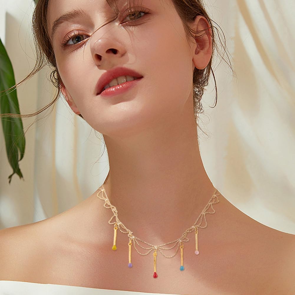 SUPERFINDINGS 18Pcs 9 Colors Match Stick Charms Match Enamel Pendants Charms Mixed Colors Alloy Charm with Jump Ring Golden Charm for DIY Jewelry Making Crafts Supplies