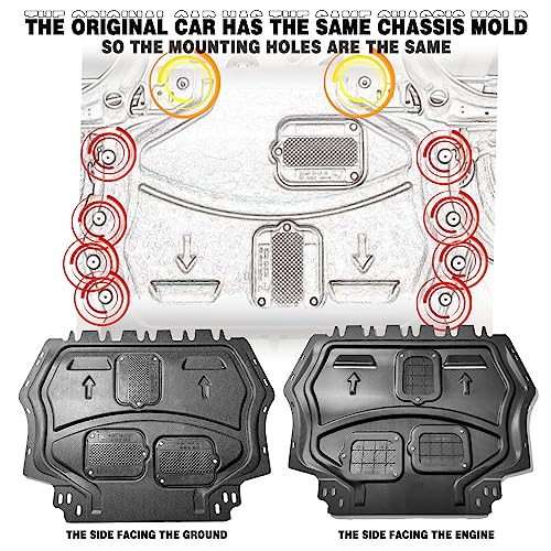Engine Guards for VW Passat 2012 2013 2014 2015 2016 2017 2018 2019-2023 Front Engine Splash Shield Guards Suitable for Passat Under Engine Cover Mud Flaps Directly Replace Original One Black by V CisxviLC - Image 6