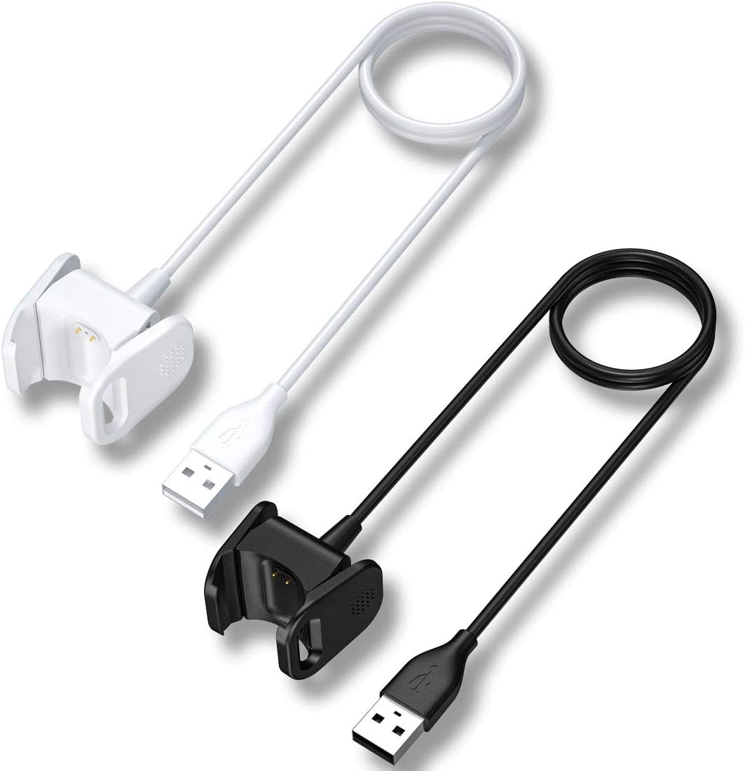 Maledan Compatible with Fitbit Charge 4 and Charge 3 Charger Cable, 2 Pack 3.3Ft Replacement USB Charging Cable Cord for Fitbit Charge 4 Special Edition Charger, Black & White