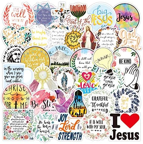NAVK Jesus Christ Positive Motivational Stickers Pack-50Pcs, Vinyl Waterproof Sticker for Car Laptop Water Bottle Skateboard Phone, for Christian Adults Teens Kids