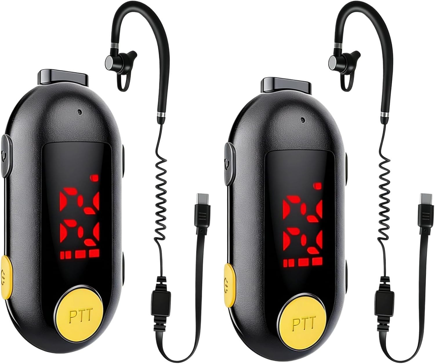 Super Mini Walkie Talkies 3-Pack: Ultra-Lightweight Rechargeable Two-Way Radios with Earpieces - Discrete Communication for Restaurants, Retail, Hospital, Outdoor Sports & Travel