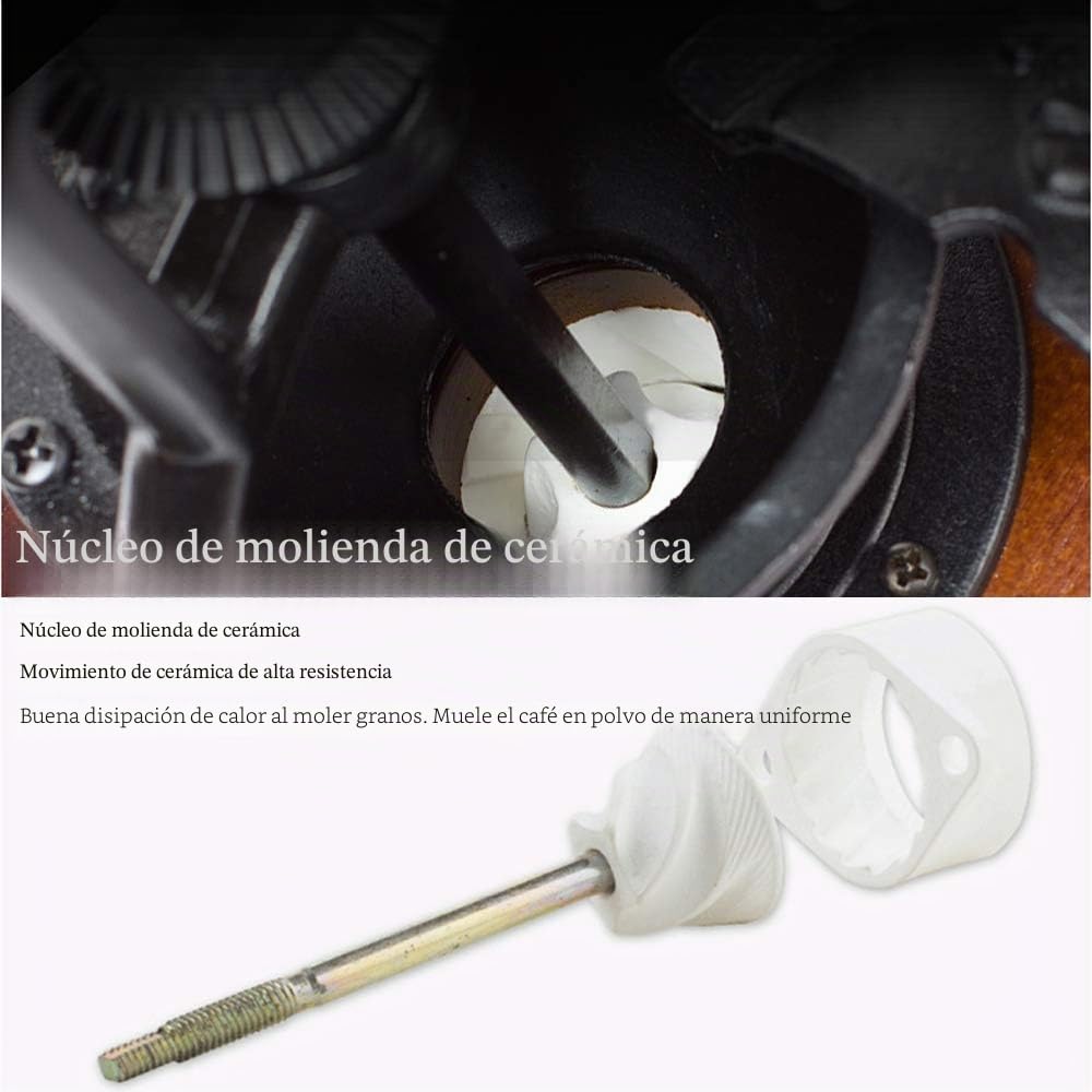 Molinillo de café Manual, molinillo de café con manivela de hierro fundido antiguo con ajustes de molienda y tipo cajón con rebabas de cerámica para Espresso