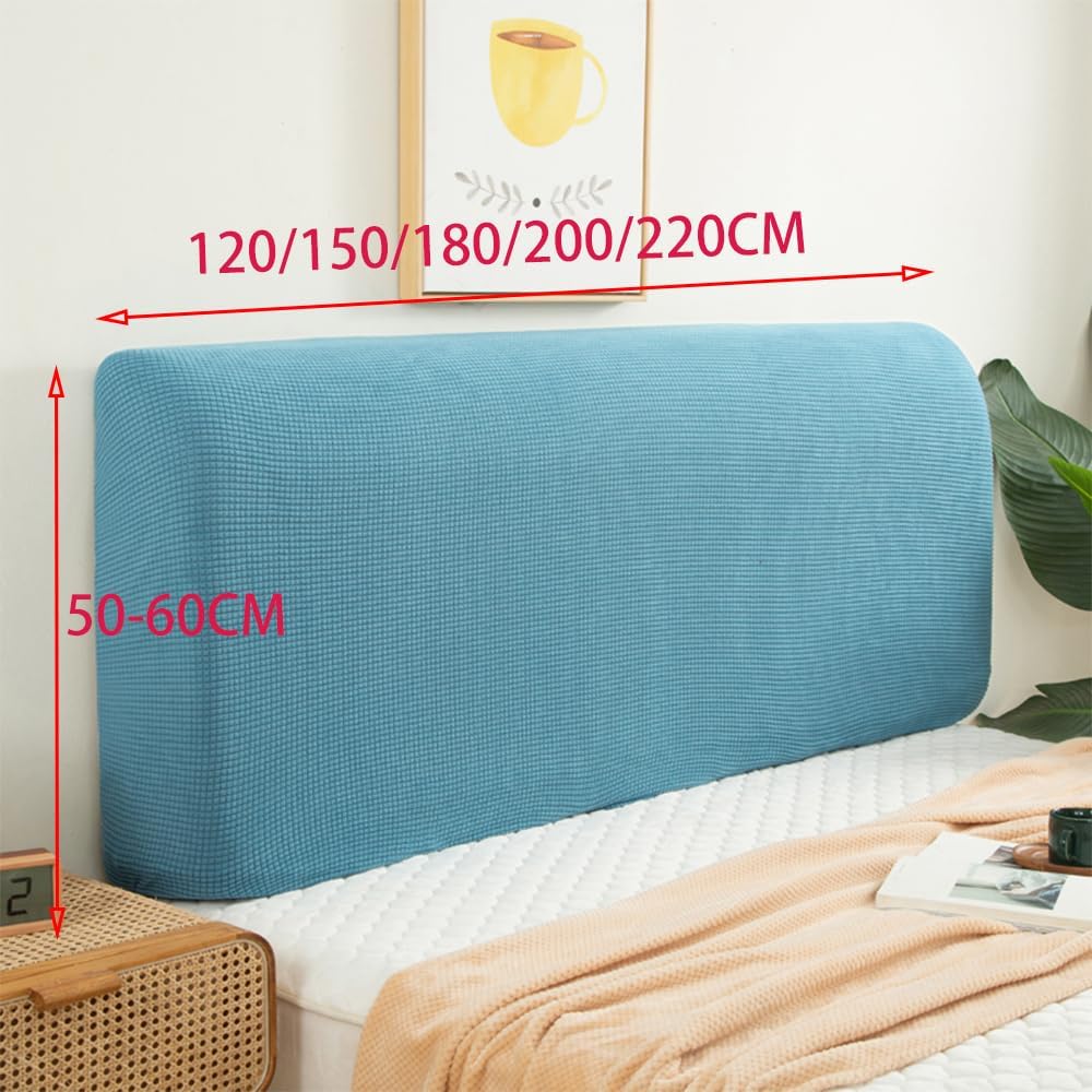 Headboard Cover Bed Headboard Slipcovers Stretch Headboard Protector Headboard Cover for Single Double King Size beds Haze Blue 120cm
