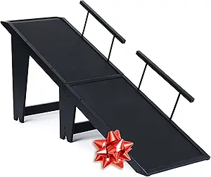 25In Dog Ramp for High Beds | Sturdy Ramp for Dogs to Get on Bed with High Rails and 200lbs Capacity - Non-Slip Surface and Adjustable Design, Perfect for Pets Rampa para Perros