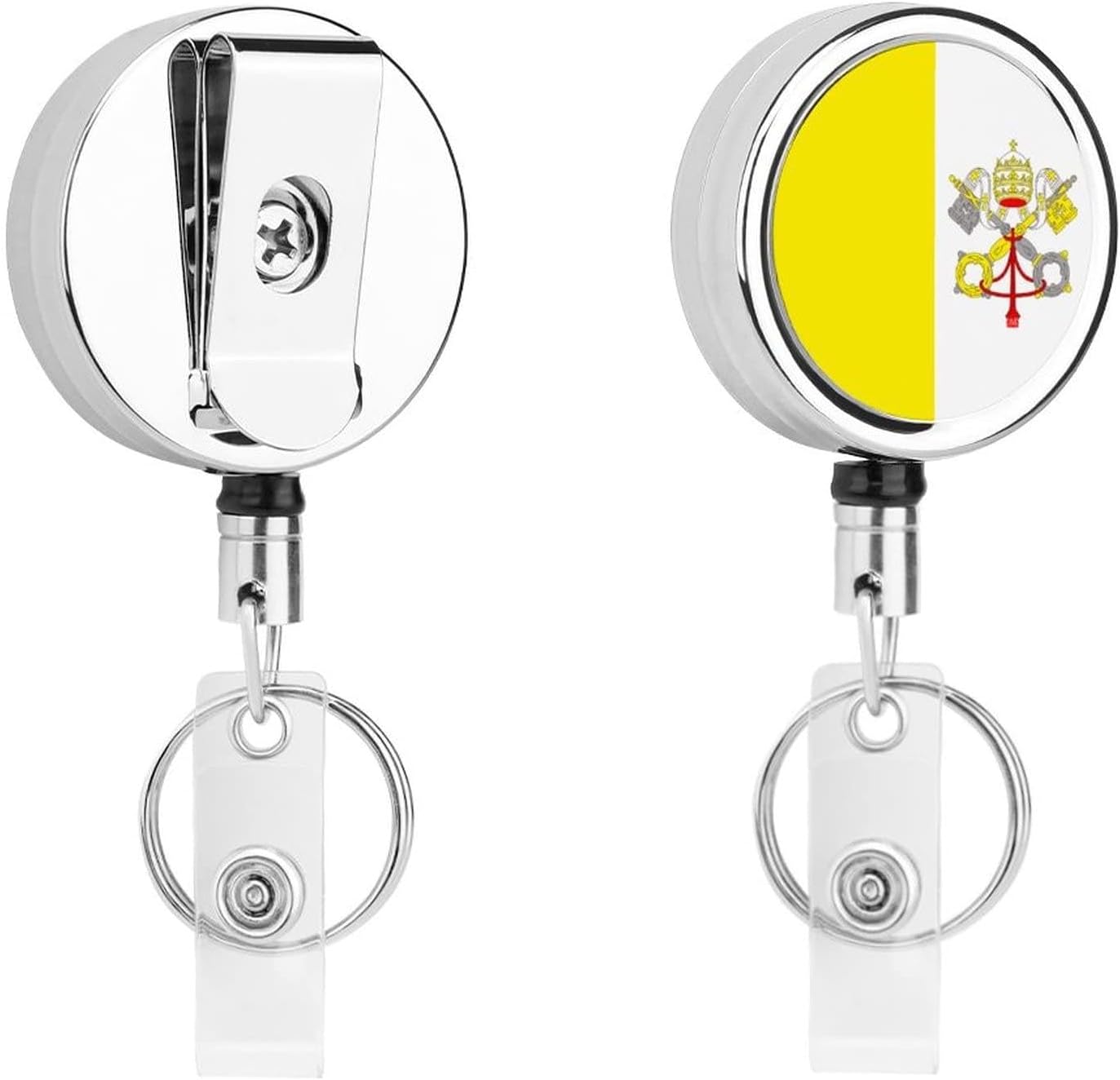 Marshall Islands FlagRetractable Keychain, 24.4in Retraction, Heavy Duty Badge Reel, Metal Badge Clip with Steel Cable, Key Ring and Badge Buckle
