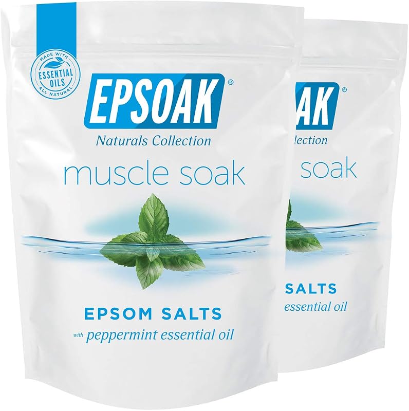Epsoak Sal de Epsom com sulfato de magnésio USP e fragrância de hortelã-pimenta, 2 pacotes de 1,81 kg