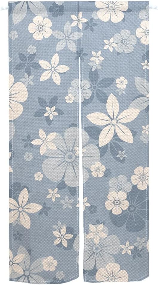 のれん 和風 花柄 シンプル 花 フレッシュ イラスト Kasumiori 幅85 丈170cm 目隠し 遮光 間仕切り ロング おしゃれ 玄関 キッチン リビング 出入り口 雰囲気転換 飲食店 カーテン 廊下 居酒屋 店舗 そば屋 部屋 麻調ポリエステル製 Sale 98 Off