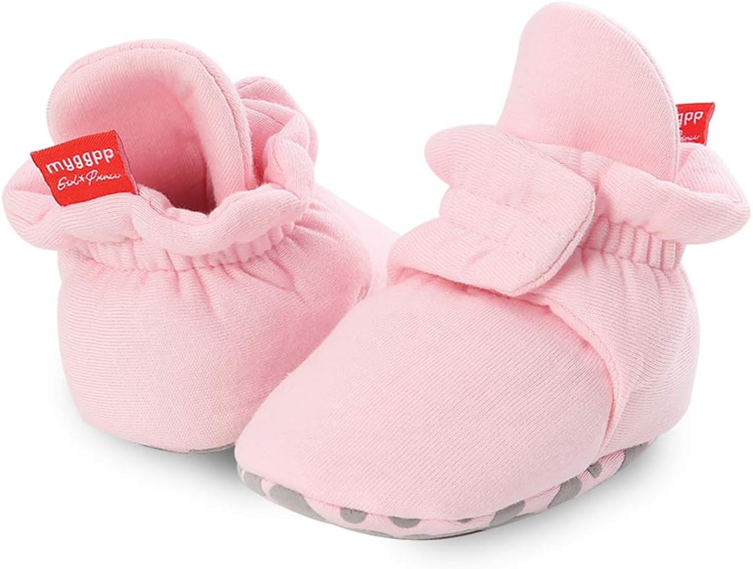KIDSUN Infant Baby Boy Girl Cozy Fleece Bootie Newborn Stay On Slipper Winter Warm Gripper Non-Slip Crib Shoes