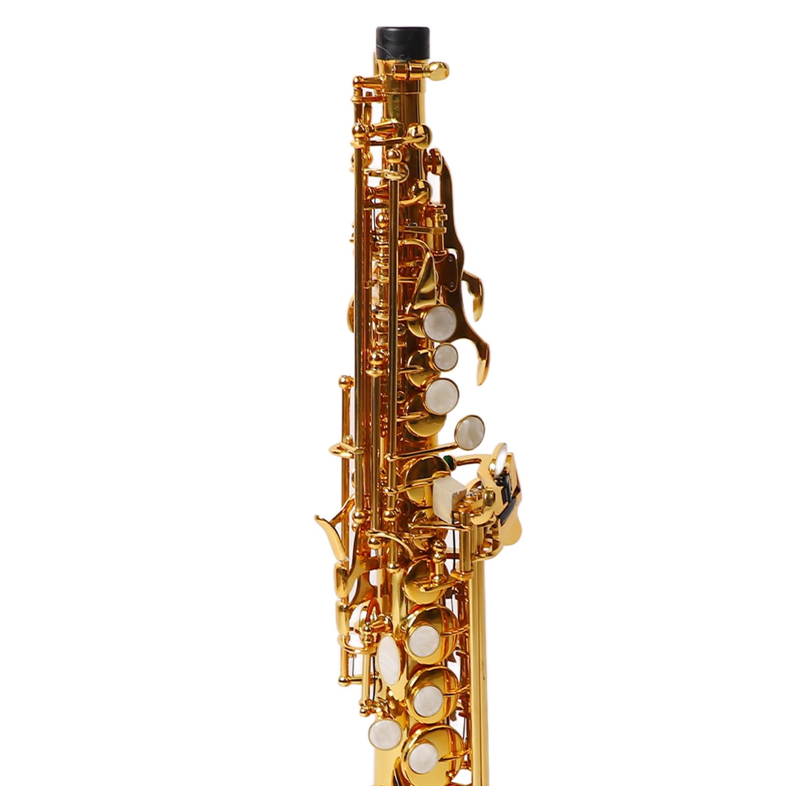 Generic Saxo Soprano, Exquisito BB BB Professional Sax Brass Talling con Herramientas de Limpieza para Ejercicio (GOLD)