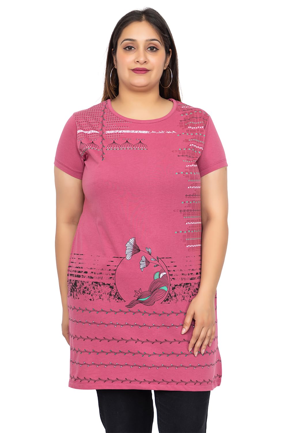 Star Touch Women Printed Cotton Tshirt with Side Slits & Pocket - Review, Price and Buying Guide