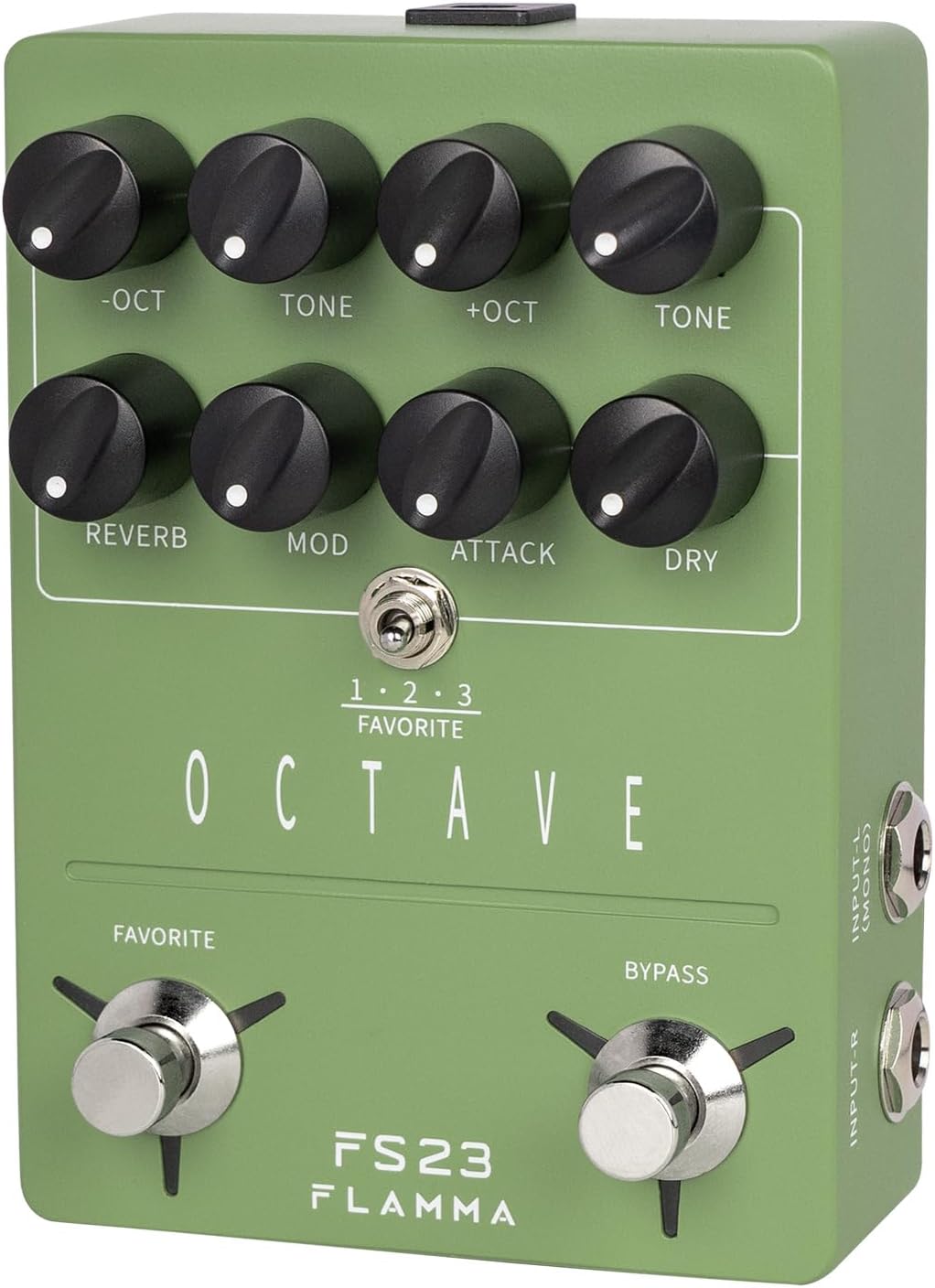 FLAMMA Octave Guitar Pedal FS23 Pitch Shifter Pedal with Modulation, Reverb, and Slow-attack for Electric Guitar, True Bypass