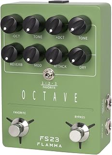 Octave Guitar Pedal FS23 Pitch Shifter Pedal with Modulation, Reverb, and Slow-attack for Electric Guitar, True Bypass