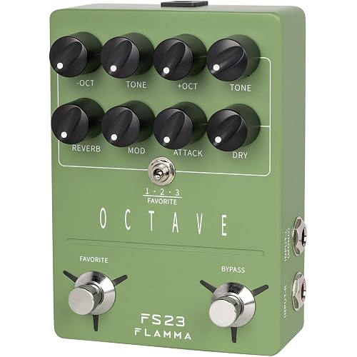 FLAMMA Octave Guitar Pedal FS23 Pitch Shifter Pedal with Modulation, Reverb, and Slow-attack for Electric Guitar, True Bypass