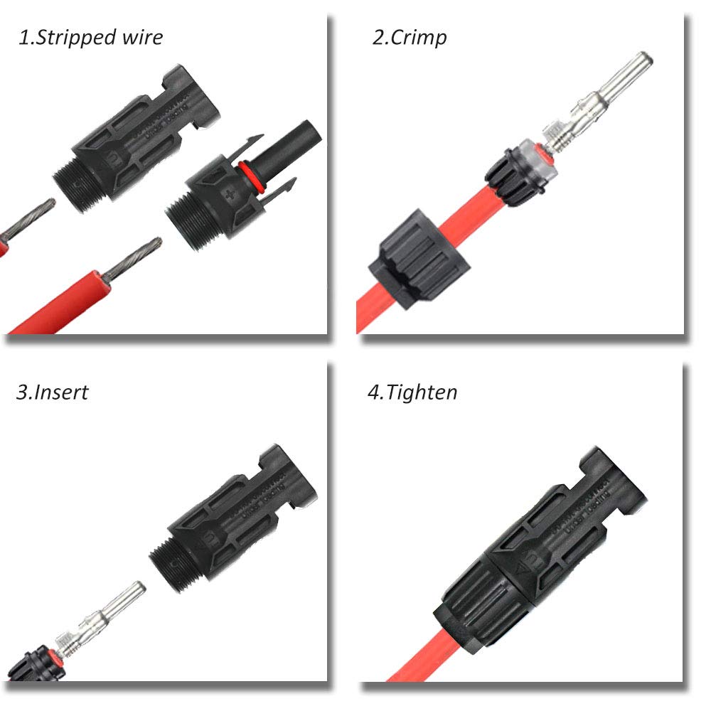 Buy 10 Pairs of MC4 Solar Cable Connectors, HUYU Male/Female Solar
