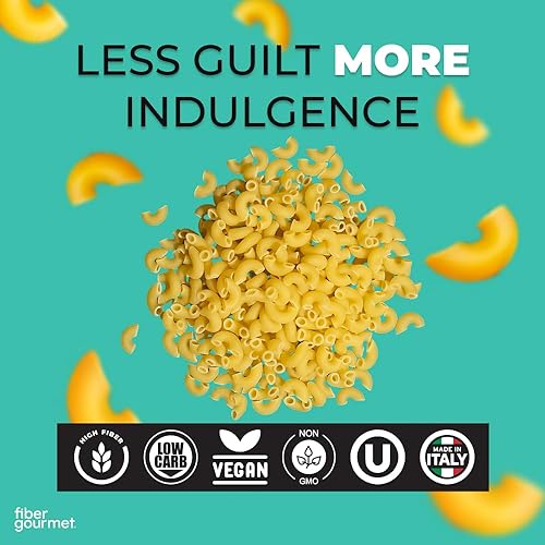 Miniatura 5 de Fiber Gourmet - Pasta ligera de Codo, rica en fibra, baja en calorías, macarrones de codo, con certificación Vegana y Kosher, sin organismos