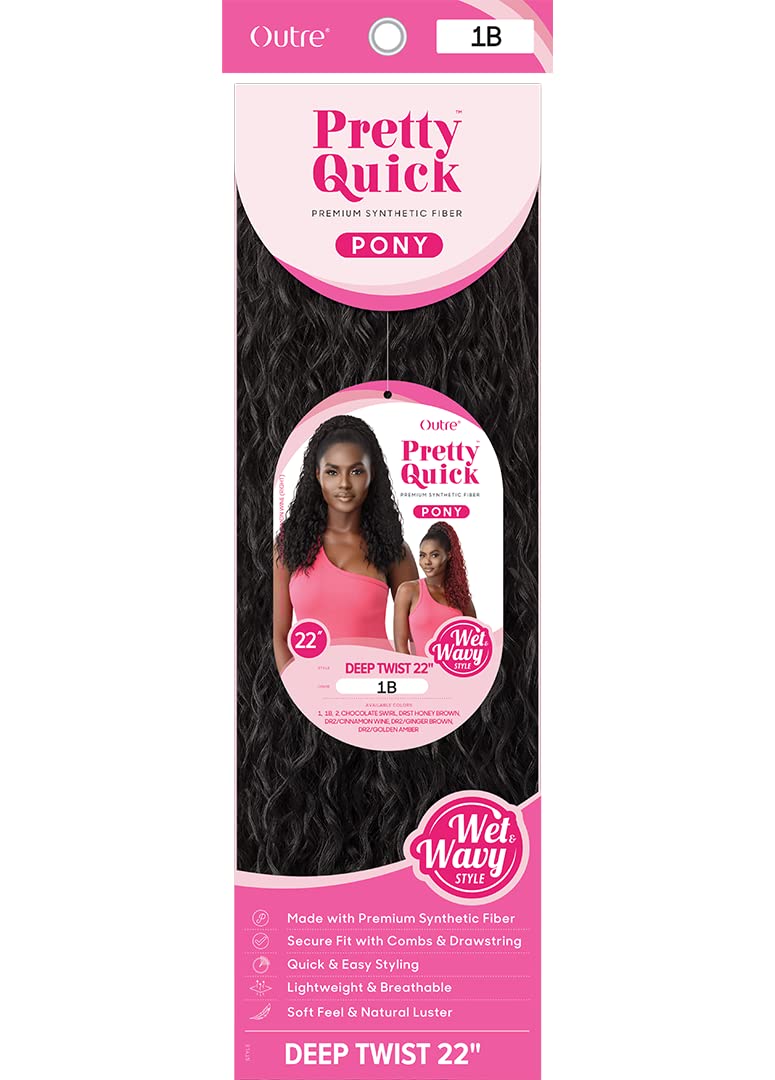 Pretty Quick - Drawstring Ponytail - Wet & Wavy DEEP TWIST 22" (DR2-Ginger Brown)