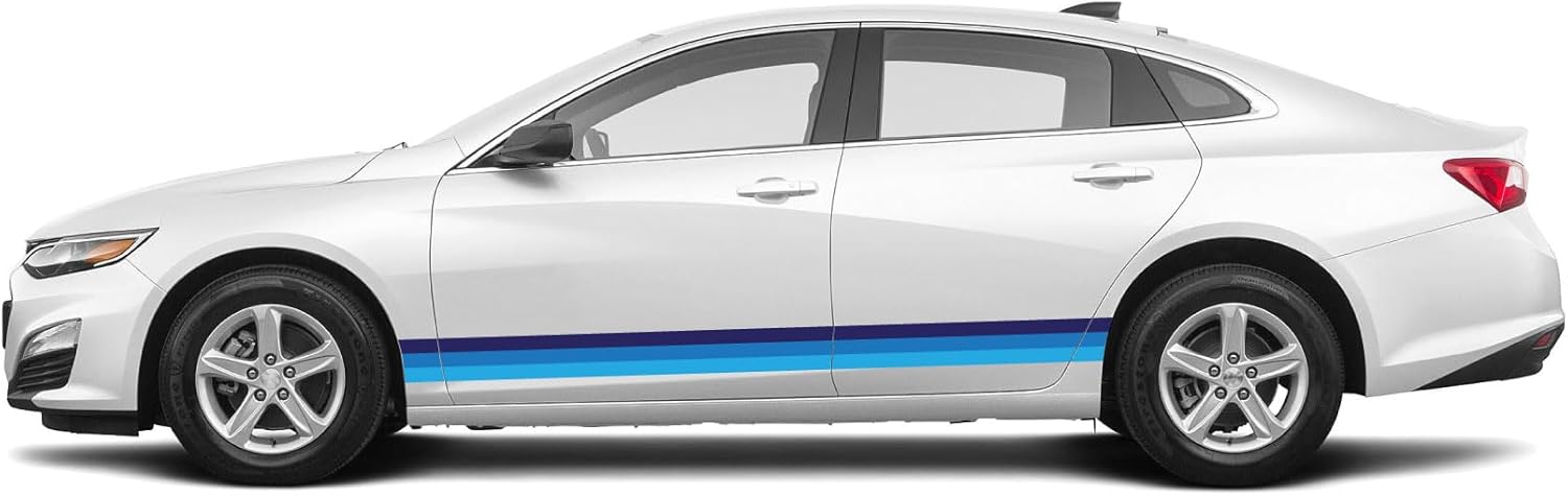 Retro Sport Stripes Graphic Designs Decal Sticker Vinyl Compatible with Chevrolet Malibu (Blue Retro)