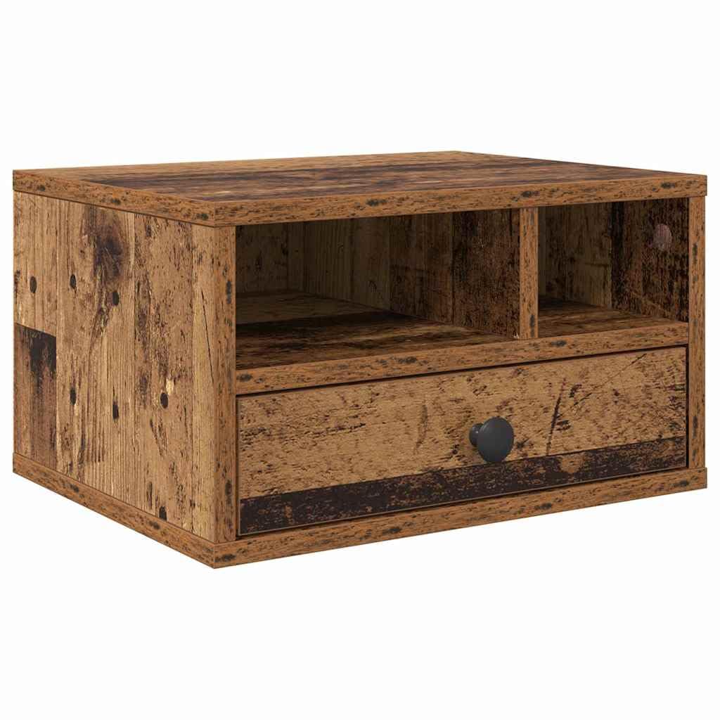 Druckerständer aus Holzwerkstoff mit Schublade, 40 x 32 x 24 cm, modernes Design für Büroorganisation und Stauraum