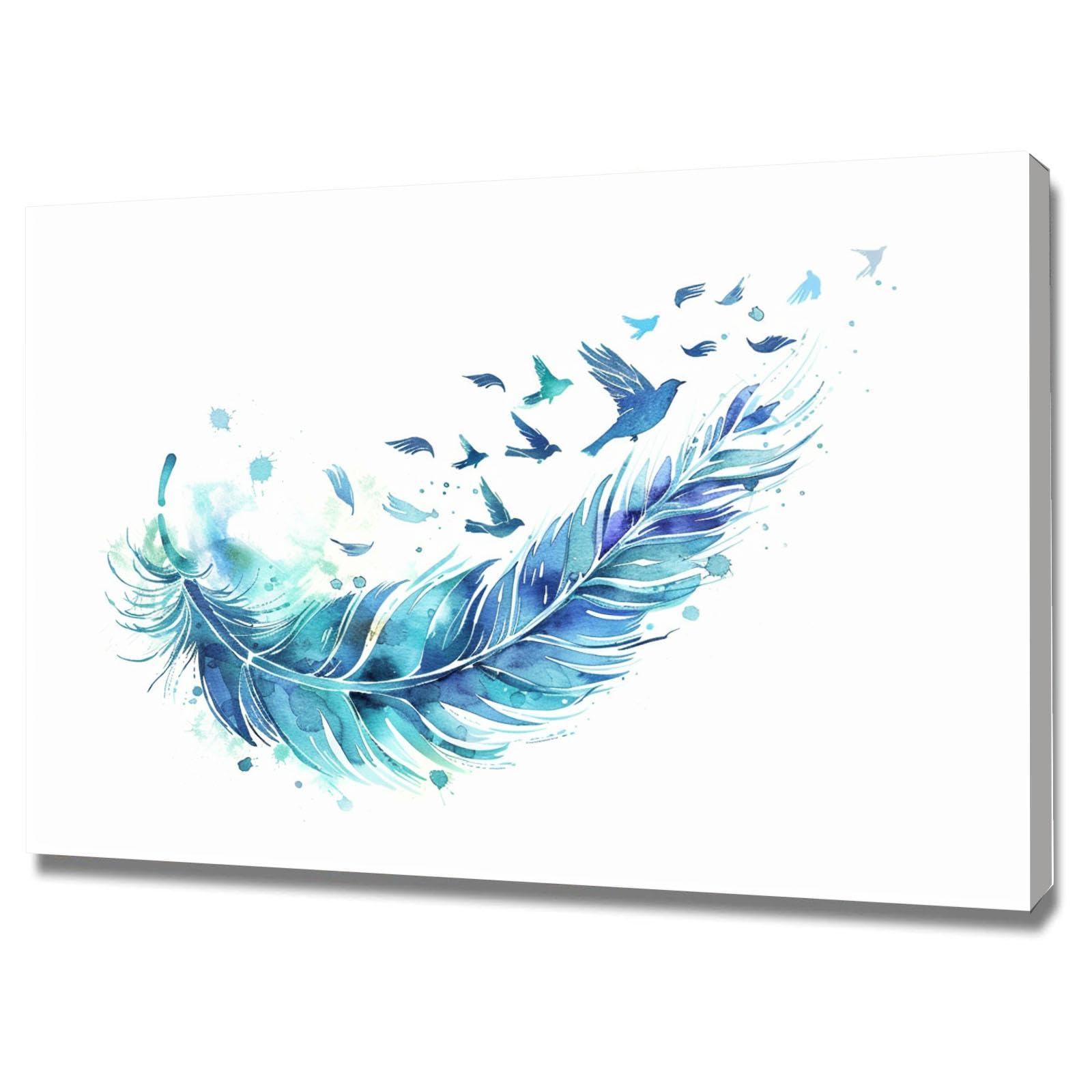 Tableau plume abstrait 40x60cm encadré pour déco murale