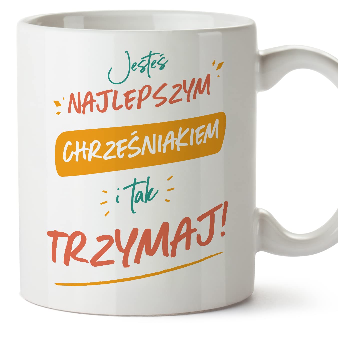 MUGFFINS Godson Mug - in Polish - Jesteś najlepszy tak trzymaj - Funny Gift - Ceramic 11oz Mug