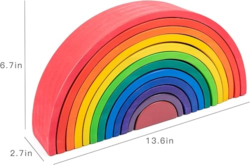Miniatura 8 de Curious Melodies (Arco iris de madera enorme)  Bloques apilables de juguete de madera  Juego de bloques gigantes de equilibrio  Juguetes Montessori