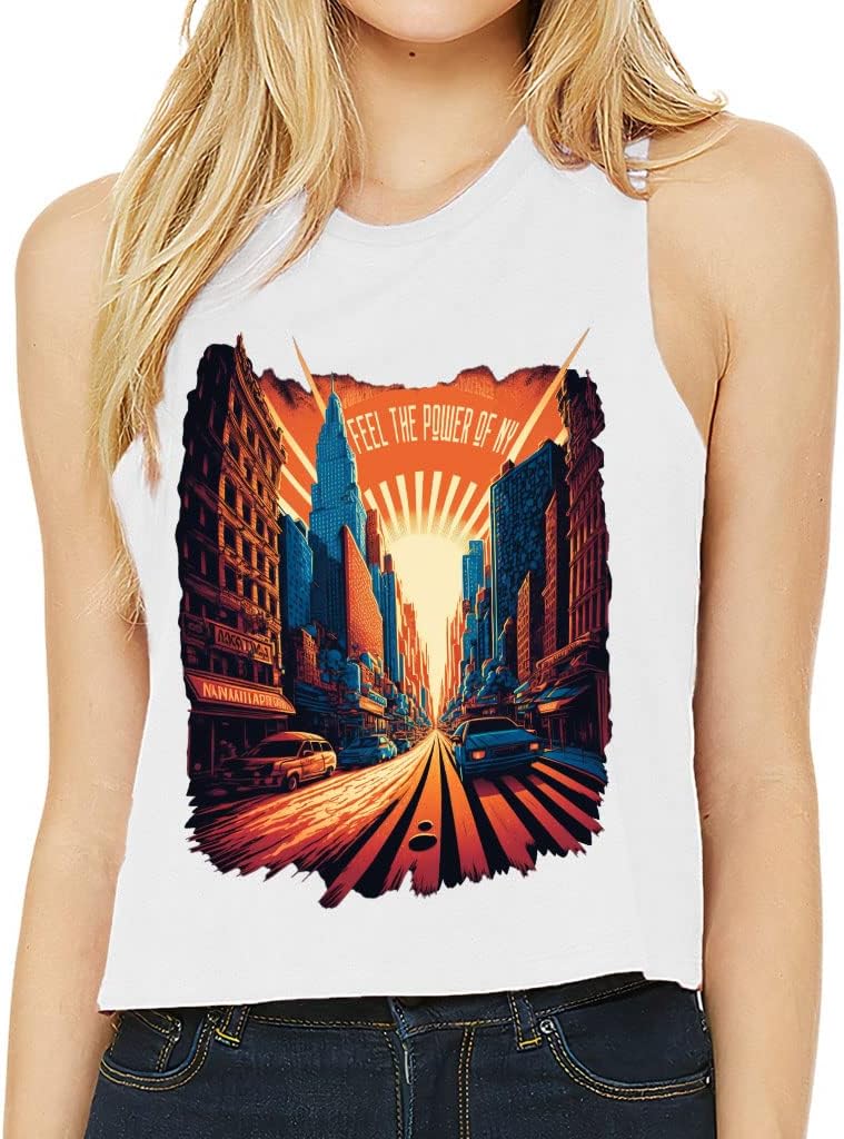 New York Design Racerback Cropped Tank - Cool Art Women's Tank - Best Design Tank Top